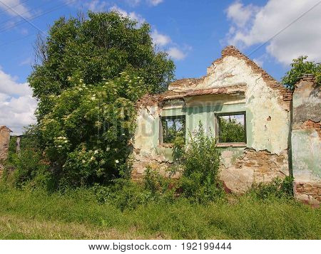 A broken house in a deserted village.