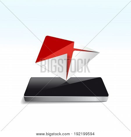 E-Mail concept - Mailbox with Mail on Screen smartphone icon isolated on white background