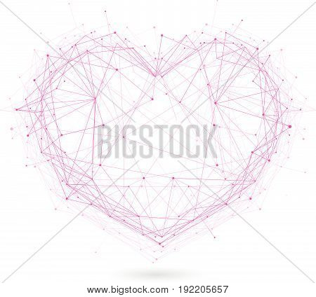 polygonal red heart vector isolated on white background