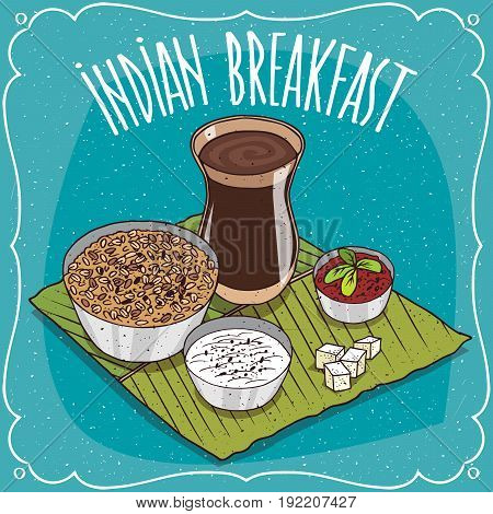 Indian Breakfast With Muesli Or Oatmeal