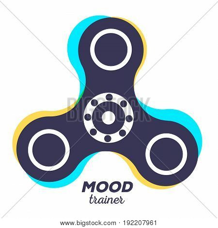 Vector Illustration Of Toy For Improvement Of Attention Span. Creative Concept Of Fidget Spinner Wit