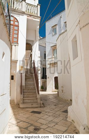 Characteristic alleyway of Locorotondo. Puglia. Southern Italy.