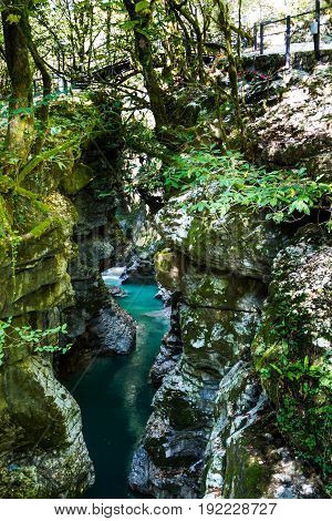 Martvil Canyon, Georgia, Kutaisi. River, Lakes, Waterfalls.