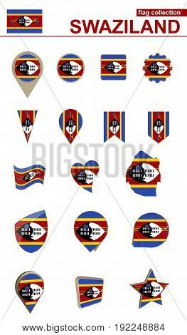 Swaziland Flag Collection. Big Set For Design.