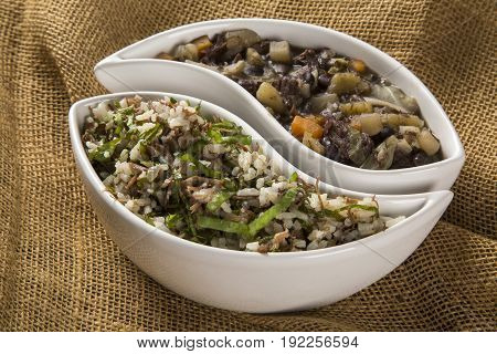 Brazilian Traditional Food Called Feijao De Capataz E Arroz De Carreteiro