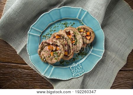 Meat Roll Filled With Potatoes Roasted Meat And Carrot - Matambre
