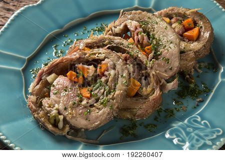 Meat Roll Filled With Potatoes Roasted Meat And Carrot - Matambre