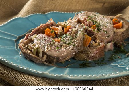 Meat Roll Filled With Potatoes Roasted Meat And Carrot - Matambre
