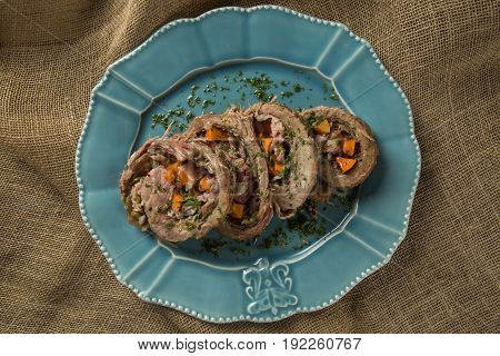 Meat Roll Filled With Potatoes Roasted Meat And Carrot - Matambre