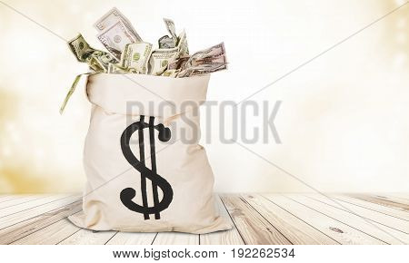 Money sign dollar sack filled green color