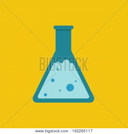 Laboratory glassware or beaker. Science lab beaker in flat style. Vector stock.