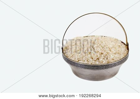 Rice In A Bowl On A White Background