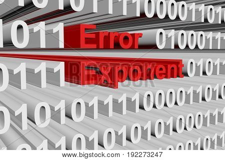 Error exponent as a binary code 3D illustration