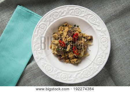 Farofa With Dried Meat And Pepper