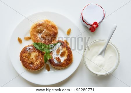Top Shot Of Pancakes On A Plate