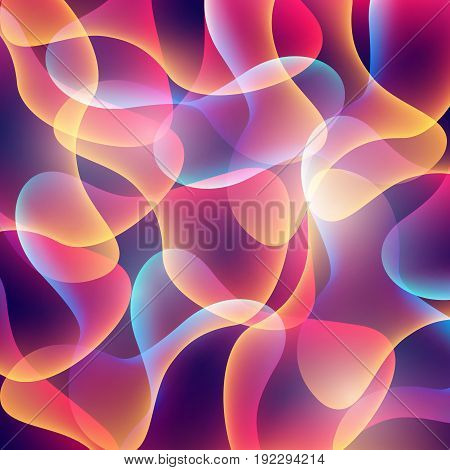 Bright abstract background with lots of spots. Translucent bubbles. Inner glow.