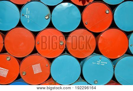 Colorful Of Old Oil Tanks.