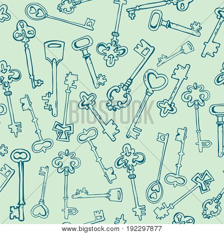 Seamless pattern with vintage keys. Background for clothes