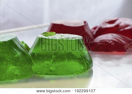 Jello. Dessert. Closeup. Macro. Food. Selective focus