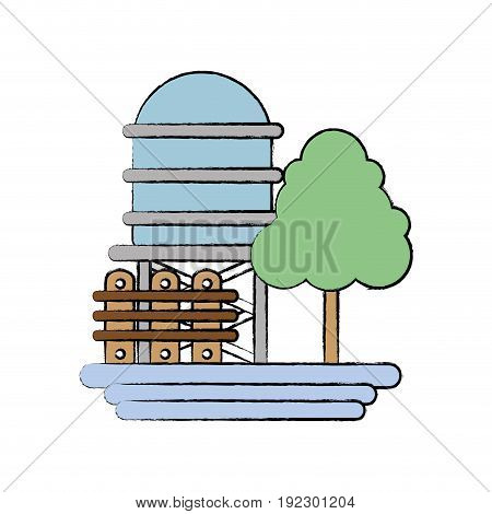 water tabk towel with tree and grid wood vector illustration