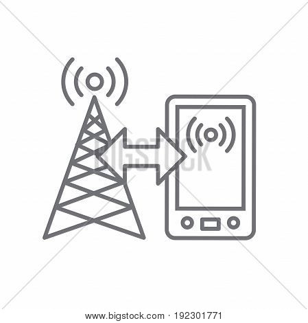 Cellphone Tower Icon With Emitting Pinging Transmission Waves