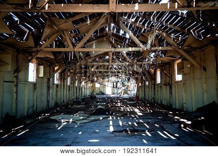 Old abandoned barrack at historic airfield base in Wendover