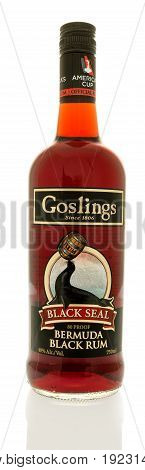 Winneconne WI -17 June 2017: A Bottle of Goslings black seal rum on an isolated background