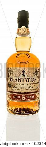 Winneconne WI -17 June 2017: A Bottle of Plantation aged rum on an isolated background