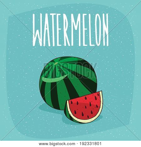 Isolated Ripe Watermelon Fruit And Cut Piece