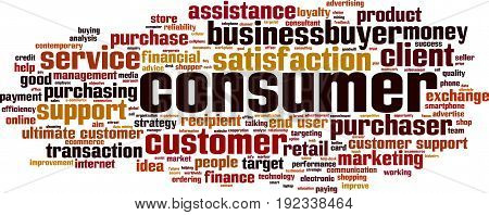 Consumer word cloud concept. Vector illustration on white