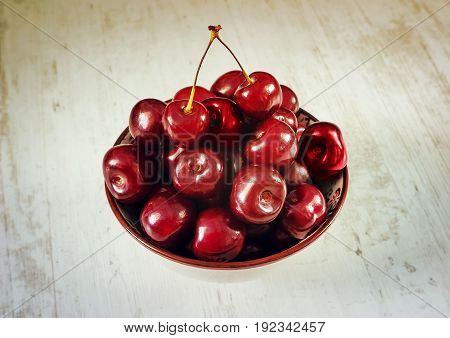 Sour Cherries Dish On White
