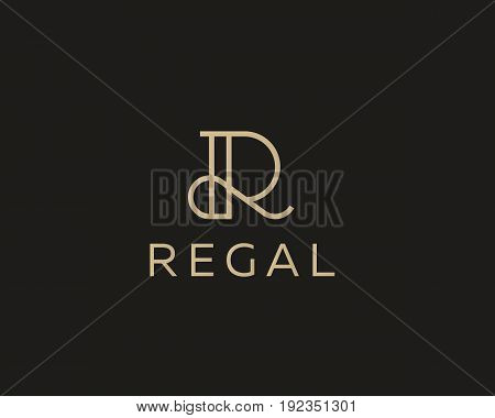 Elegant line curve vector logotype. Premium letter R logo design. Luxury linear creative monogram