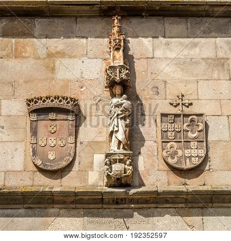 BRAGA,PORTUGAL - MAY 14,2017 - View at the Symbol city of Braga. Braga was under the Roman Empire known as Bracara Augusta.