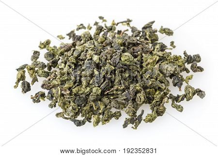 Green oolong tea isolated on white background