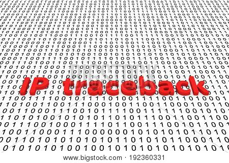 IP traceback in the form of binary code, 3D illustration