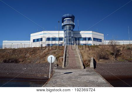 Resort,Balkhash lake, central Kazakhstan.Near Priozersk - former Soviet  anti-ballistic missile testing range Sary Shagan.May 7, 2017.Priozersk.Kazakhstan