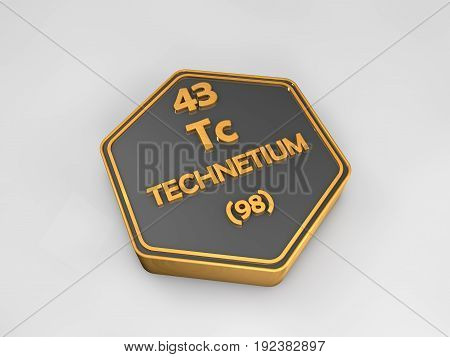 technetium - tc - chemical element periodic table hexagonal shape 3d render