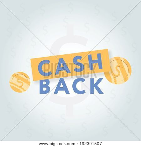 vector cash back icon isolated on grey background. cashback or money refund label. Cashback illustration