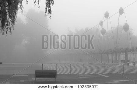 a foggy morning in the park of Boeblingen