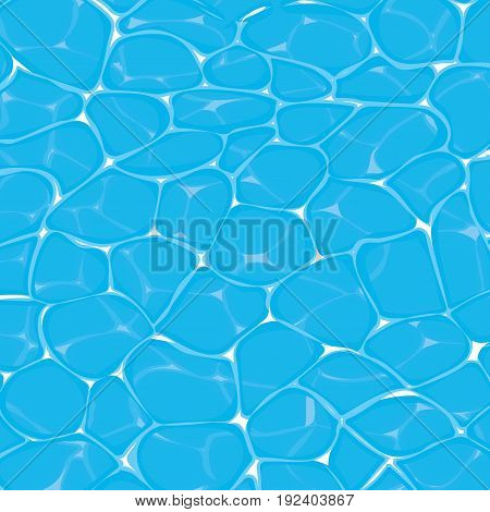 top view of caustics in blue swimming pool or ocean water background