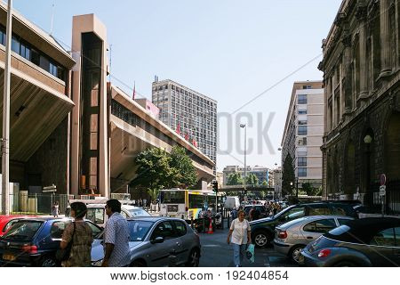People Near Bus Stop In Marseilles City