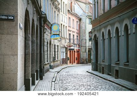 Narrow Street Valnu Iela In Riga Old Town