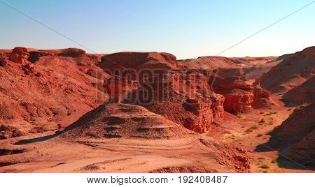 Panorama of Buttes at the dried shore of Razazza lake aka Milh lake or Sea of Salt near Kerbela Iraq