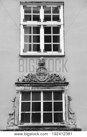 Ornamental Windows Of Medieva House In Riga City