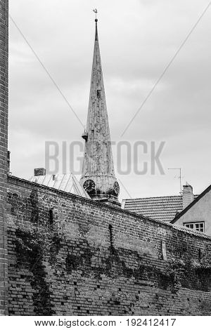 Tower Of Cathedral And Riga Old City Walls