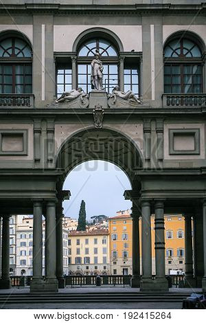 View Of Uffizi Galery Building And Houses