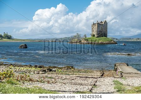 The historic castle Stalker in Argyll, Scotland