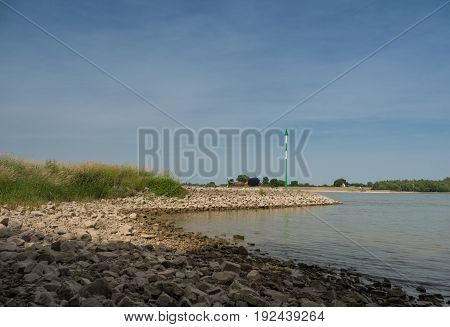 groyne at the rhine Kalkar Germany on a sunny day