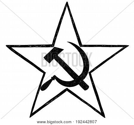 Hammer and sickle inside star- symbol of communism and Soviet Union