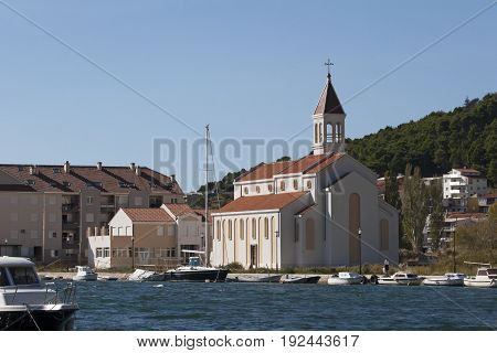New church of St Peter Apostle on Priko in Omis in Croatia